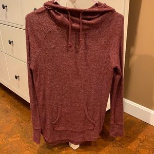 Red hooded top